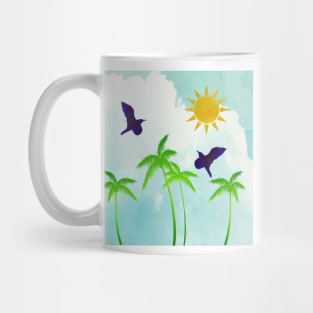 Summer Escape with Palm Trees Sky and Sun Mug